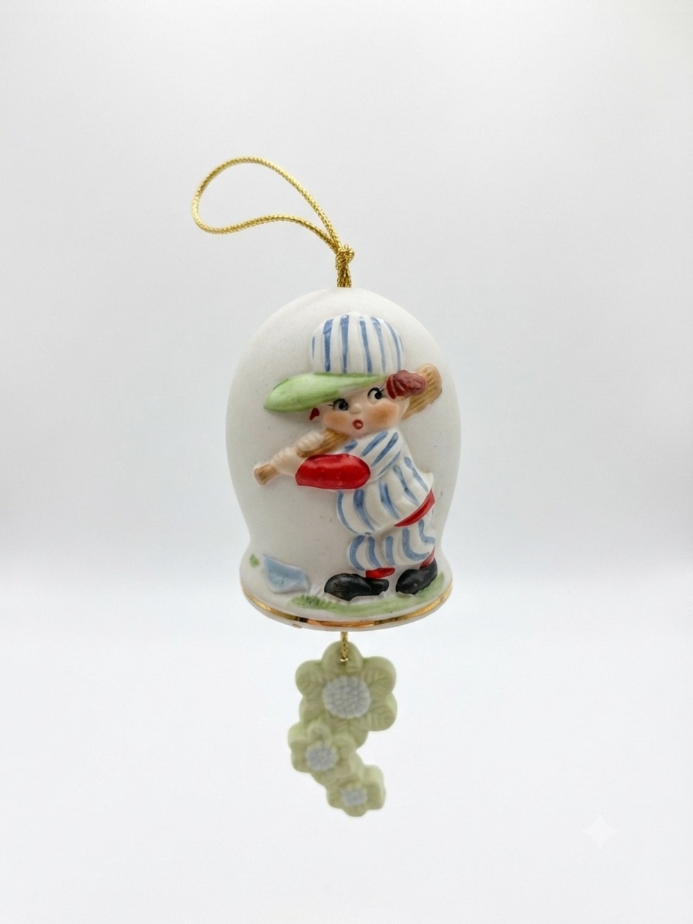 Vintage 1981 JASCO "Sports Day" baseball boy bell chime ornament - Picture 3 of 6